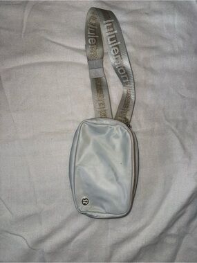 Lululemon White/ Gold/ Gray Crossbody Bag with Branded Strap